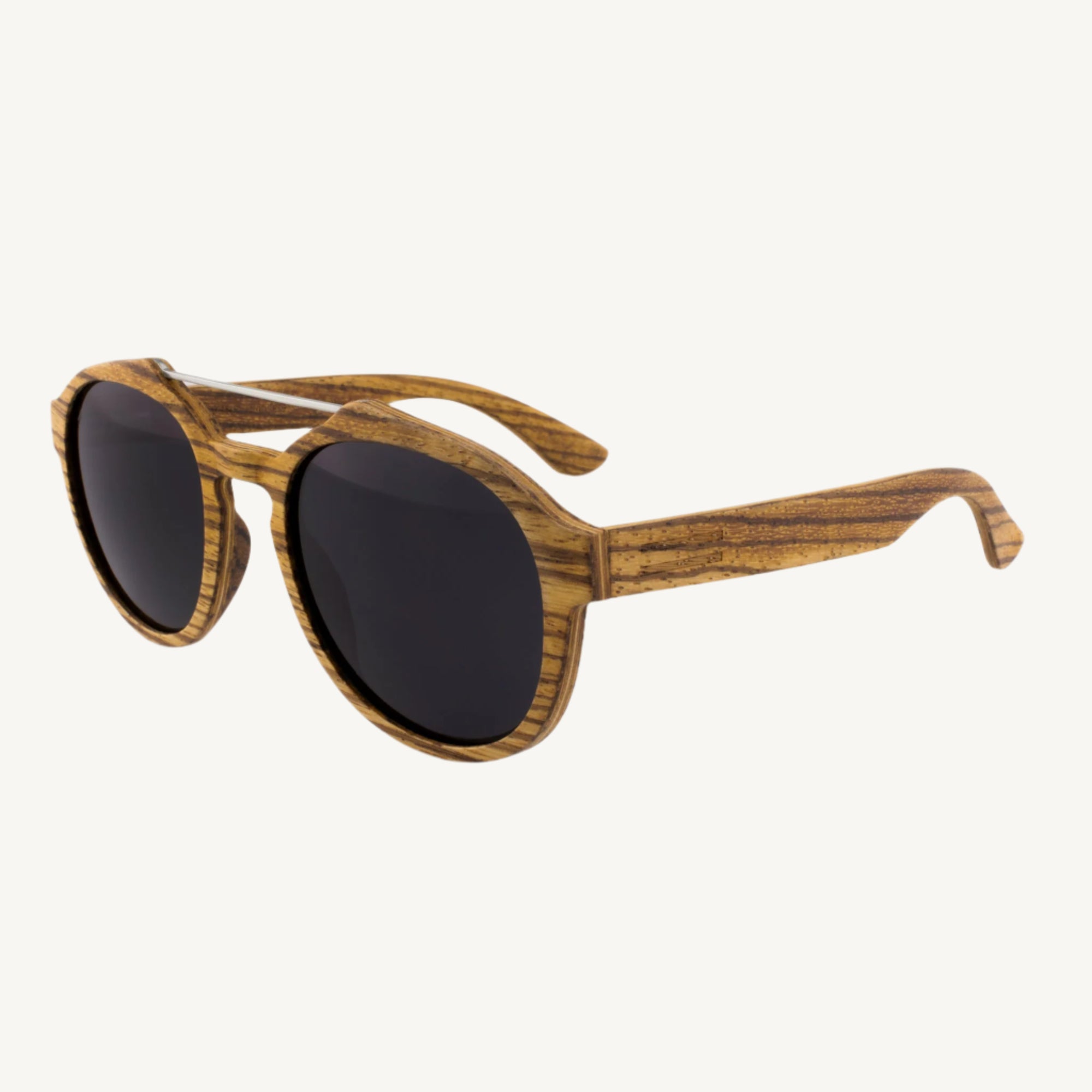 Cortez wood and metal sunglasses — stylish and durable, featuring a sleek combination of natural wood accents and metallic frames. Perfect for a modern, sophisticated look.