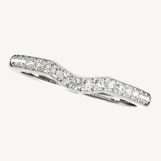 14k White Gold Curved Style Wedding Ring (1/4 cttw)