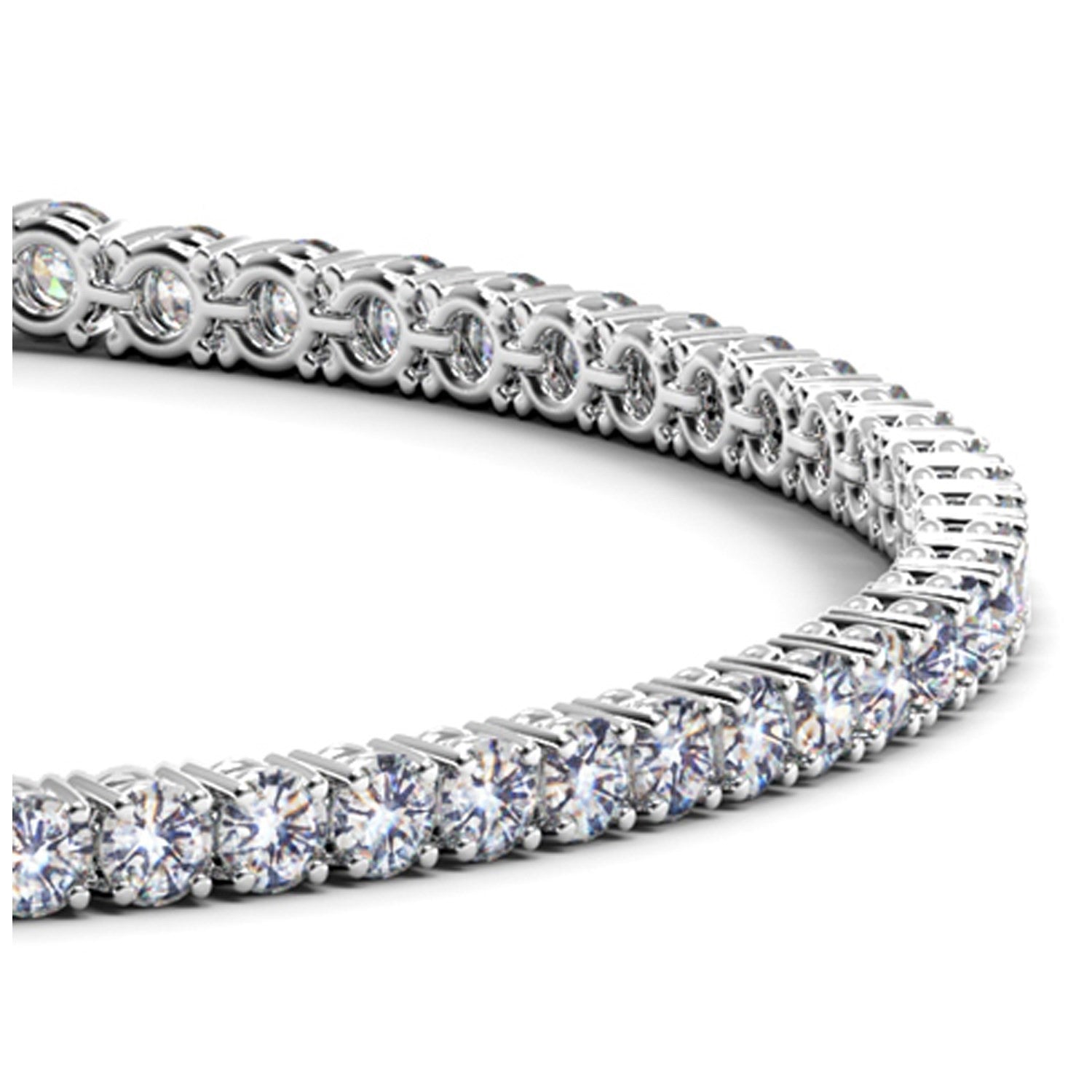Lab Grown Round Diamond Tennis Bracelet in 14K White Gold – A luxurious tennis bracelet featuring lab-grown round diamonds, set in 14K white gold, with a total carat weight of 3 cttw (F/G color, VS2/SI1 clarity), perfect for adding elegance to any occasion.
