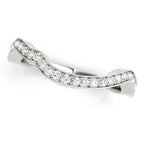 14K White Gold Milgrained Curve Style Diamond Wedding Band (1/5 cttw) – A delicate and elegant curved wedding band featuring a milgrain design with sparkling diamonds set in 14K white gold, perfect for stacking or wearing alone.