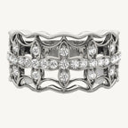 Diamond Studded Four Leaf Clover Motif Ring in 14K White Gold (1/4 cttw) – A charming four-leaf clover ring adorned with sparkling diamonds, set in 14K white gold, offering a stylish and lucky accessory.