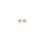 "14k rose gold stud earrings with shiny, globe-like design"