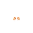 "14k rose gold stud earrings with shiny, globe-like design"