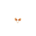 "14k rose gold stud earrings with shiny, globe-like design"