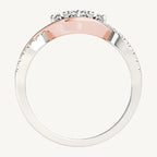 14K White and Rose Gold Infinity Style Two Stone Diamond Ring (5/8 cttw) – A stunning two-stone diamond ring featuring an infinity design, set in 14K white and rose gold with 5/8 cttw of sparkling diamonds.