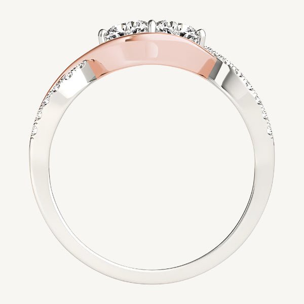 14K White and Rose Gold Infinity Style Two Stone Diamond Ring (5/8 cttw) – A stunning two-stone diamond ring featuring an infinity design, set in 14K white and rose gold with 5/8 cttw of sparkling diamonds.