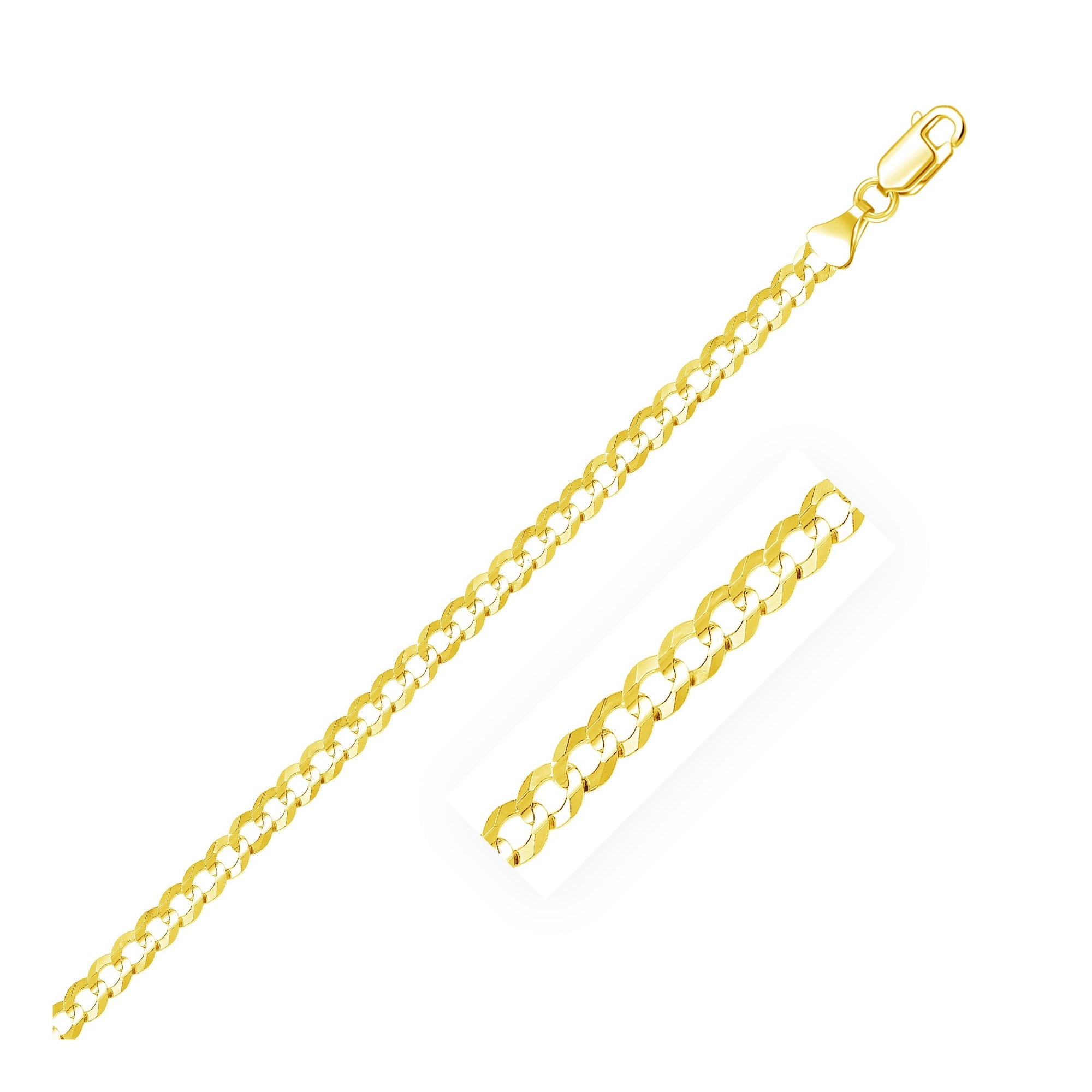 "10k yellow gold curb bracelet with 4.7mm width and lobster clasp"