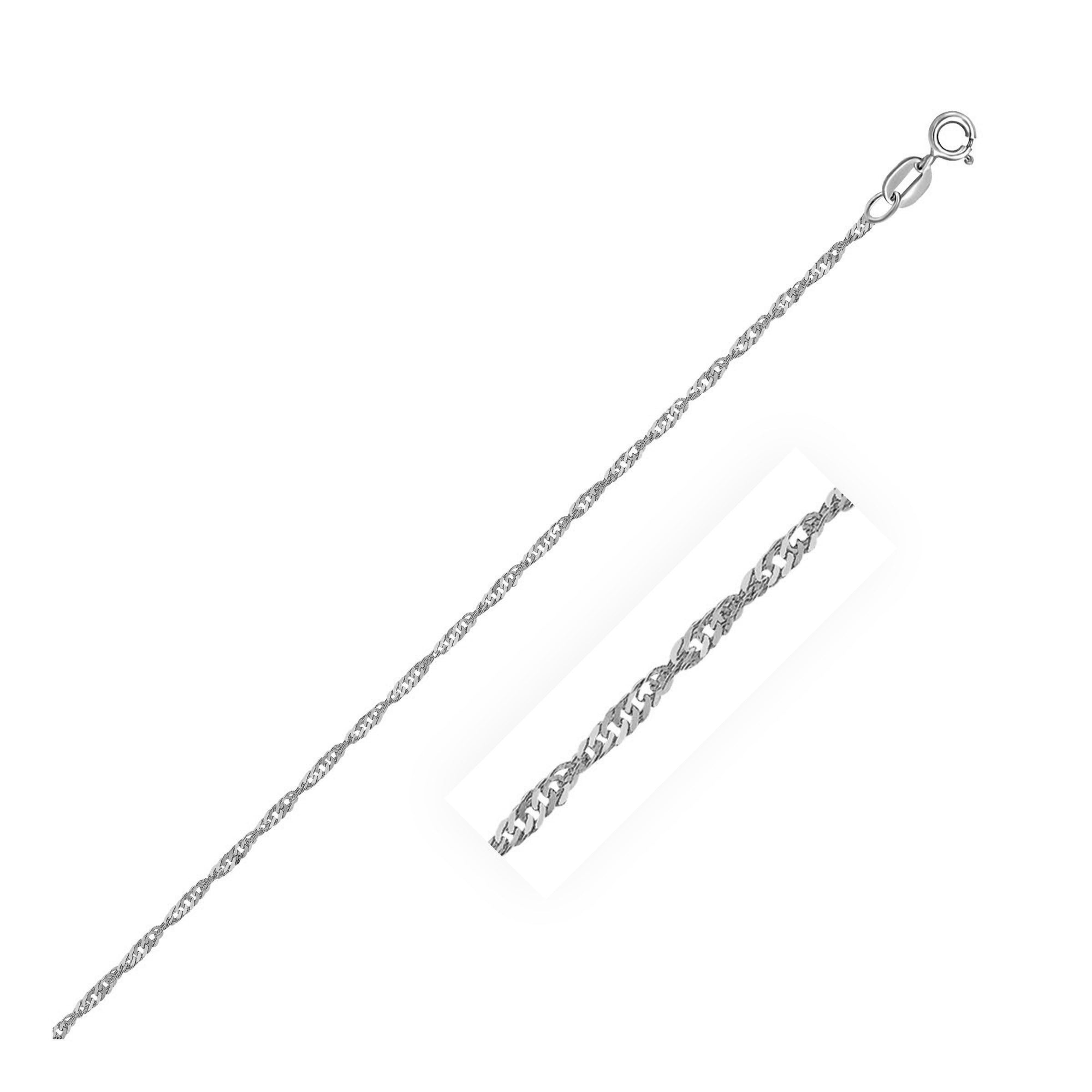 10k white gold Singapore anklet, 1.5mm wide with spring ring clasp, delicate and stylish ankle chain.
