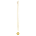 "14k yellow gold baroque round pendant with lace-like detailing on an 18-inch chain, polished finish and lobster clasp."