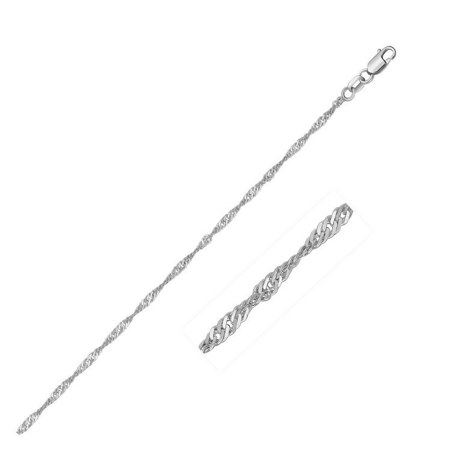 1.5mm Singapore chain in 10k white gold