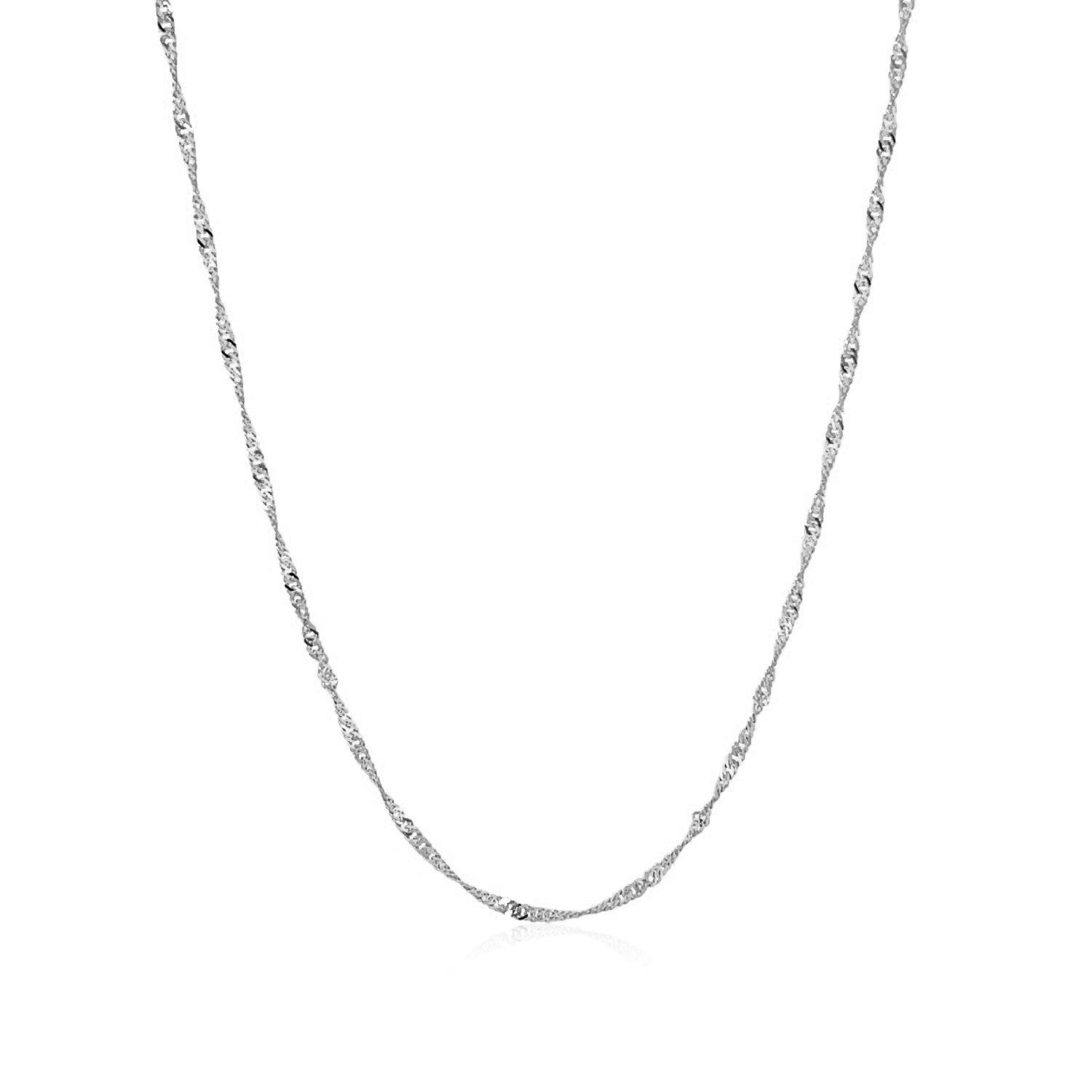 1.5mm Singapore chain in 10k white gold