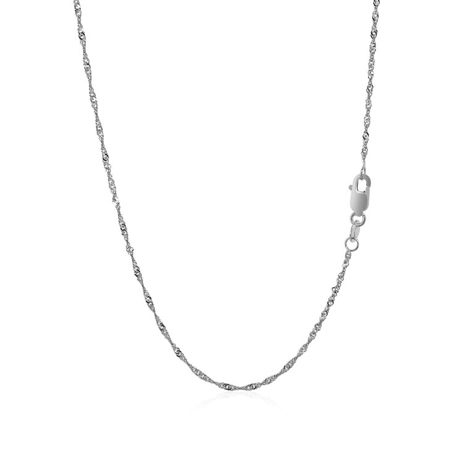 1.5mm Singapore chain in 10k white gold