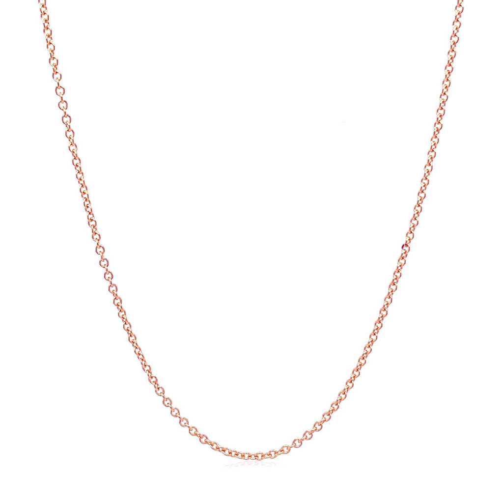 14k rose gold round cable link chain, 1.25mm width