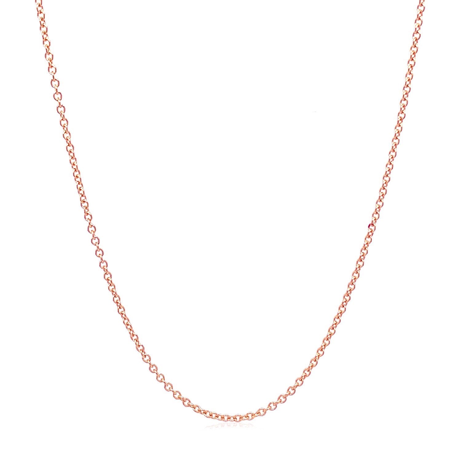 14k rose gold round cable link chain, 1.25mm width