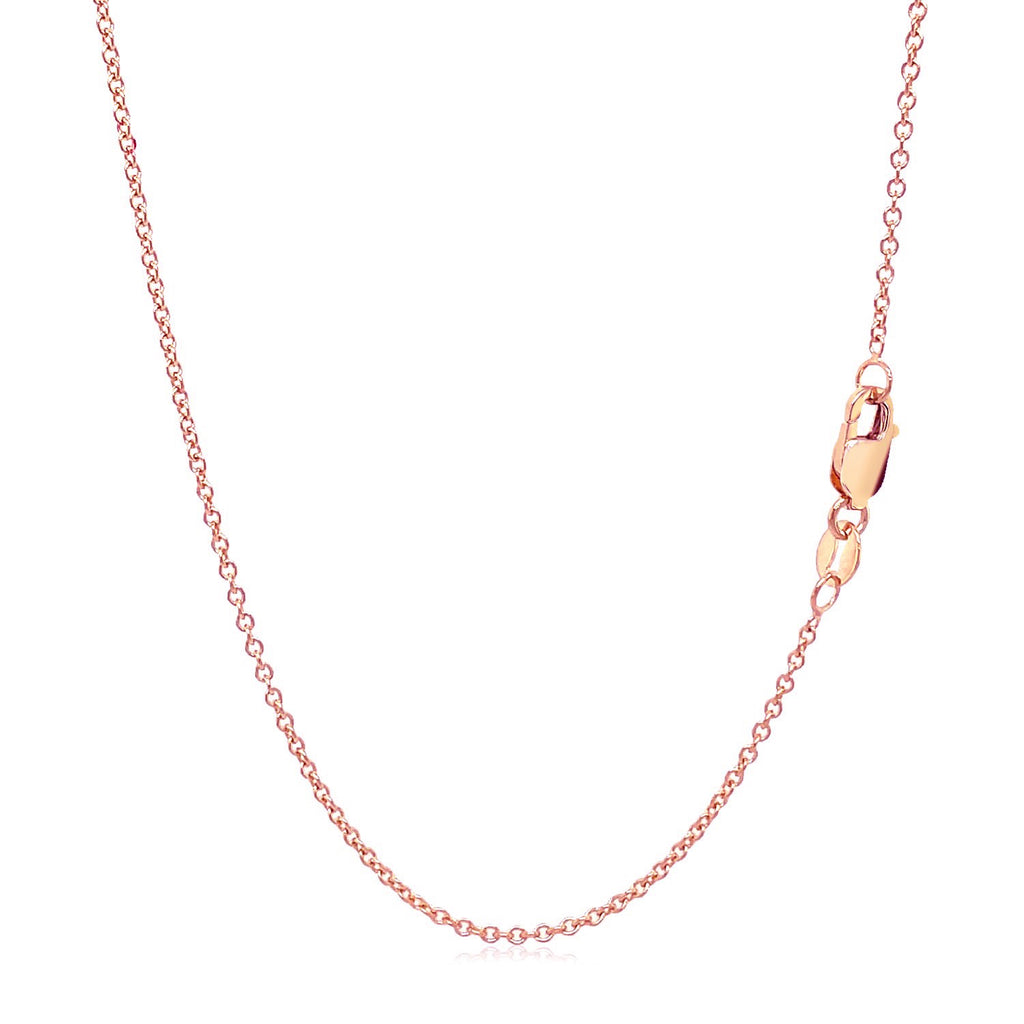 14k rose gold round cable link chain, 1.25mm width