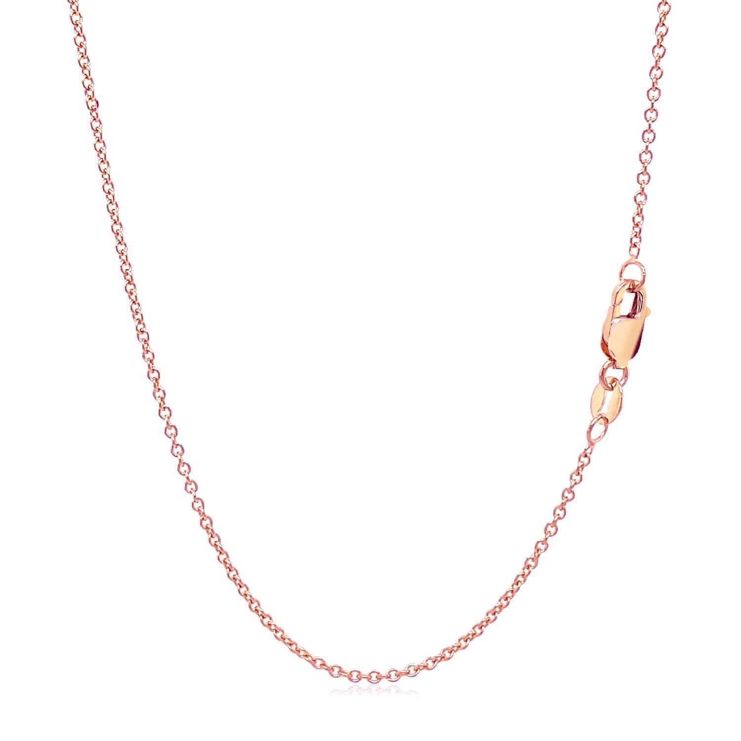 14k rose gold round cable link chain, 1.25mm width