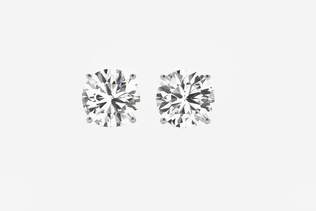 1 carat total weight IGI-certified lab grown round diamond stud earrings in 14k white gold — classic, ethical, and brilliant sparkle.