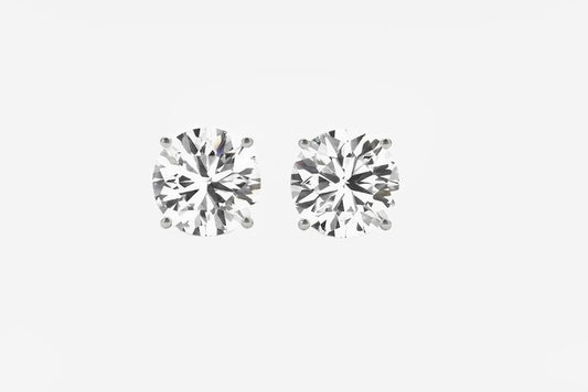 1 cttw Certified IGI Lab Grown Round Diamond Stud Earrings 14k White Gold(G/VS2)