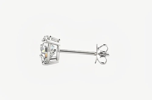 1 carat total weight IGI-certified lab grown round diamond stud earrings in 14k white gold — classic, ethical, and brilliant sparkle.