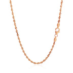 "14k rose gold solid diamond-cut rope chain, 2.30mm wide."