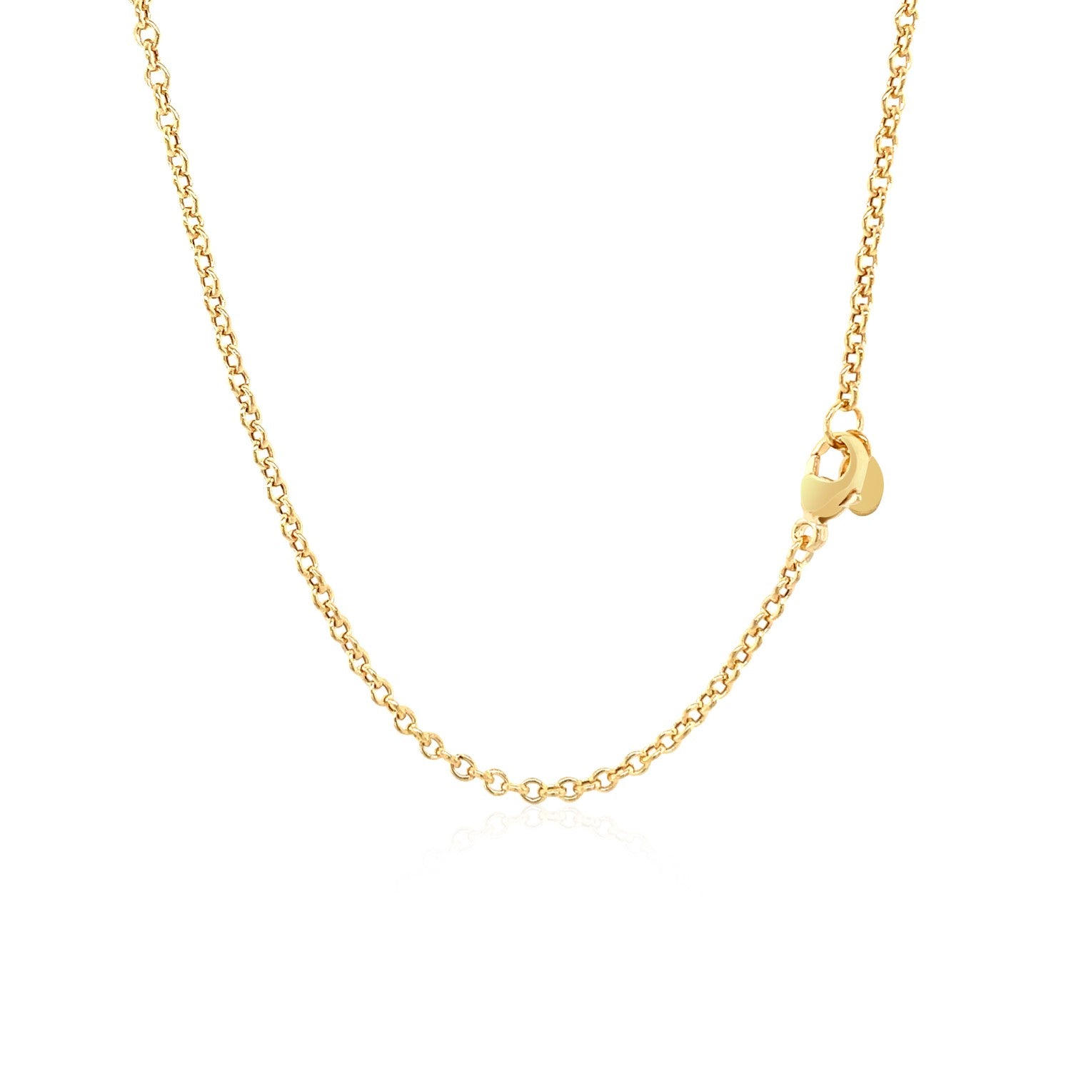 "14k yellow gold necklace featuring a polished knot pendant, 18 inches in length, secured with a lobster clasp."