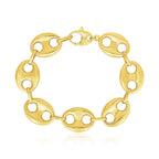 "Lite Puffed Mariner Link bracelet in 14K yellow gold with high polish finish and secure lobster clasp"