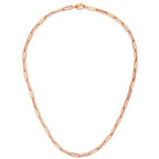 "14k rose gold paperclip chain with modern geometric links and a timeless polished shine"