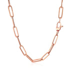 "14k rose gold paperclip chain with modern geometric links and a timeless polished shine"