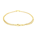 "Adjustable 10k yellow gold anklet with open heart motif and double rolo chain, 10 inches long with lobster clasp"