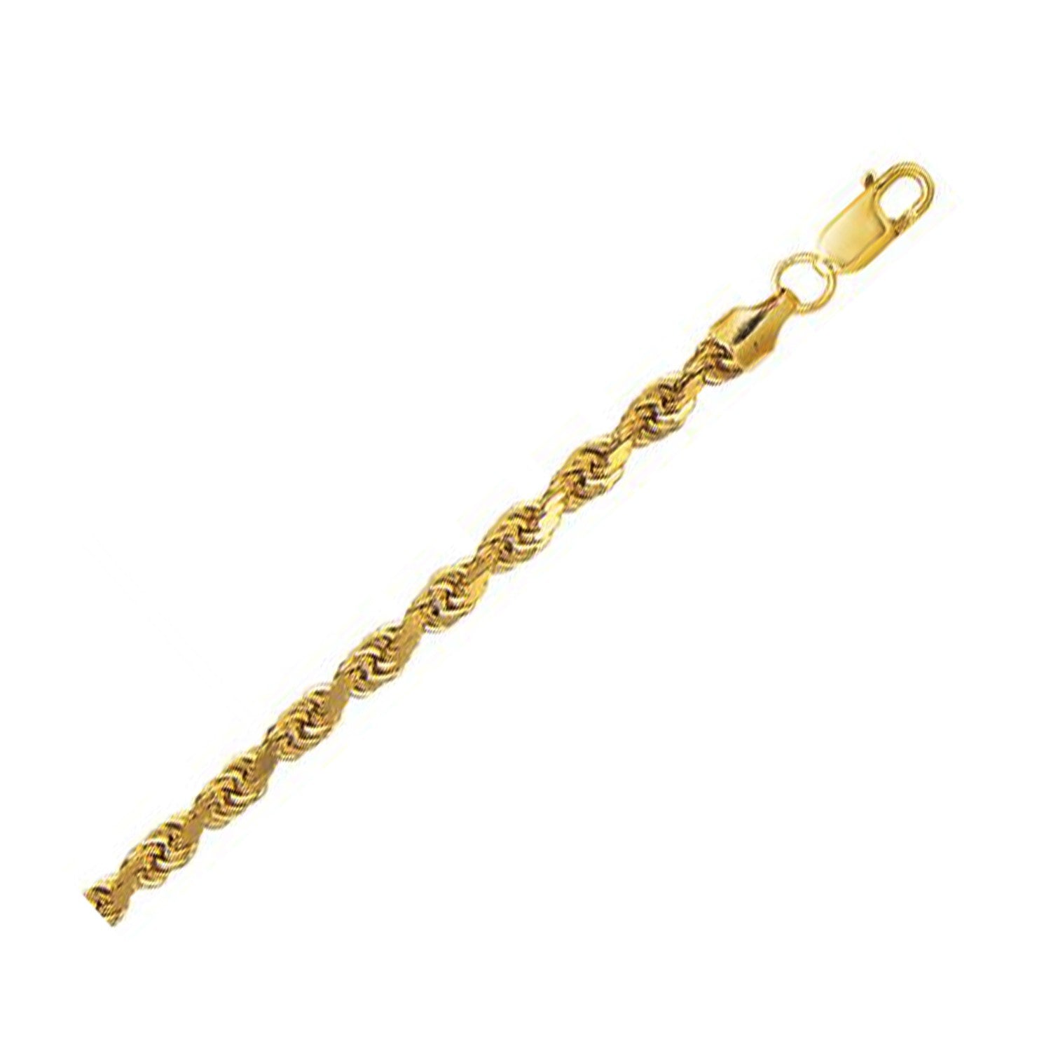 "Hollow diamond-cut rope chain in 10k yellow gold with 5.00mm width"