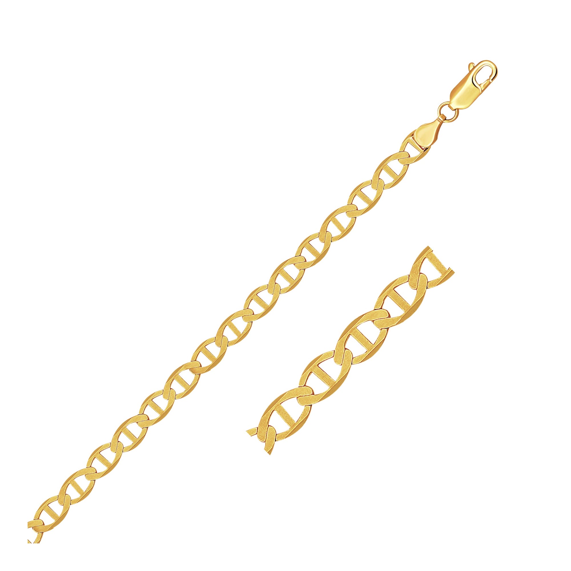 "10k yellow gold mariner link bracelet with 5.5mm width and secure lobster clasp"