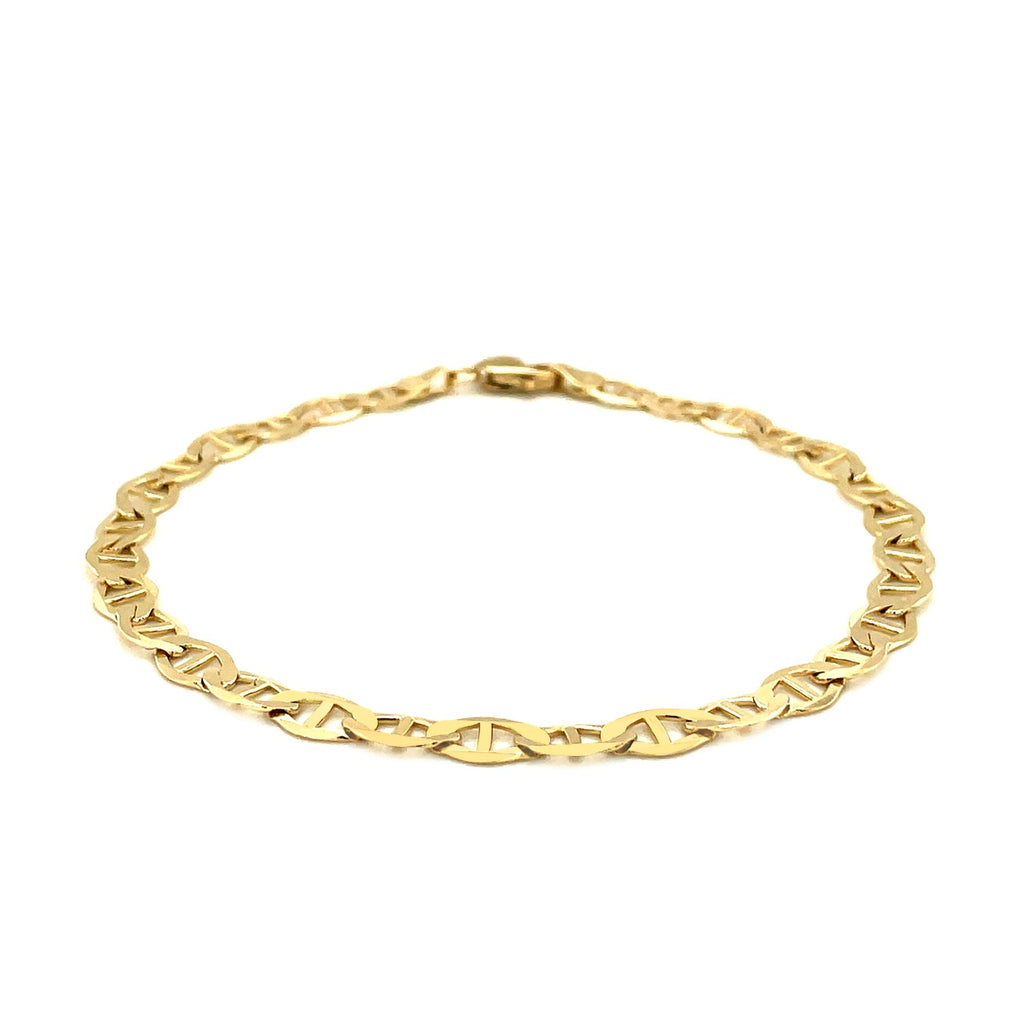 "10k yellow gold mariner link bracelet with 5.5mm width and secure lobster clasp"