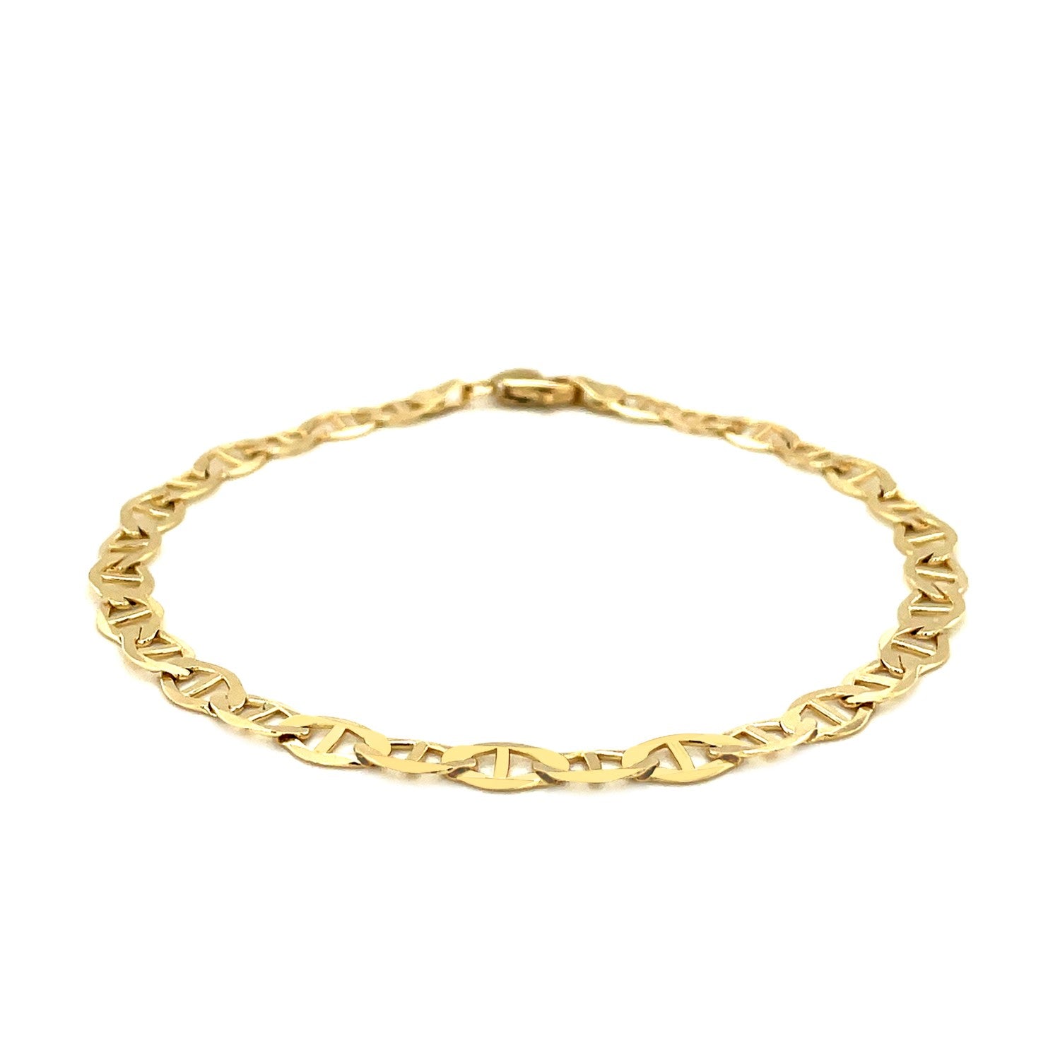 "10k yellow gold mariner link bracelet with 5.5mm width and secure lobster clasp"