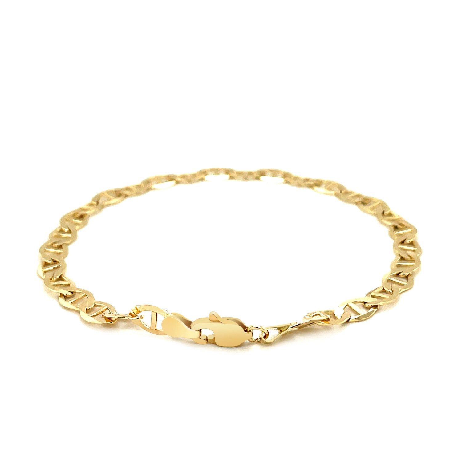 "10k yellow gold mariner link bracelet with 5.5mm width and secure lobster clasp"