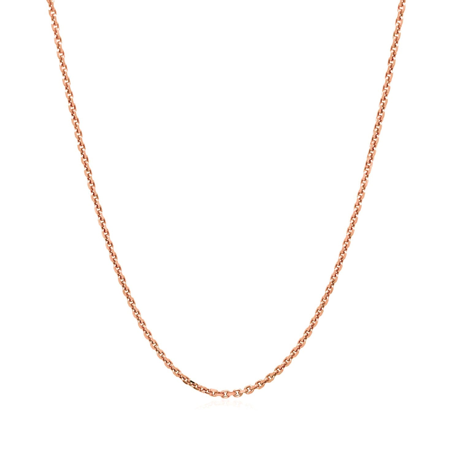 14k rose gold diamond-cut cable link chain, 1.30mm wide.