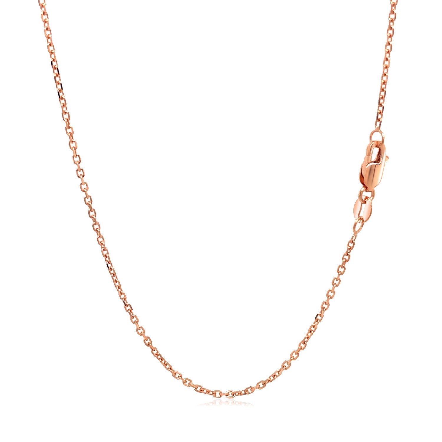 14k rose gold diamond-cut cable link chain, 1.30mm wide.