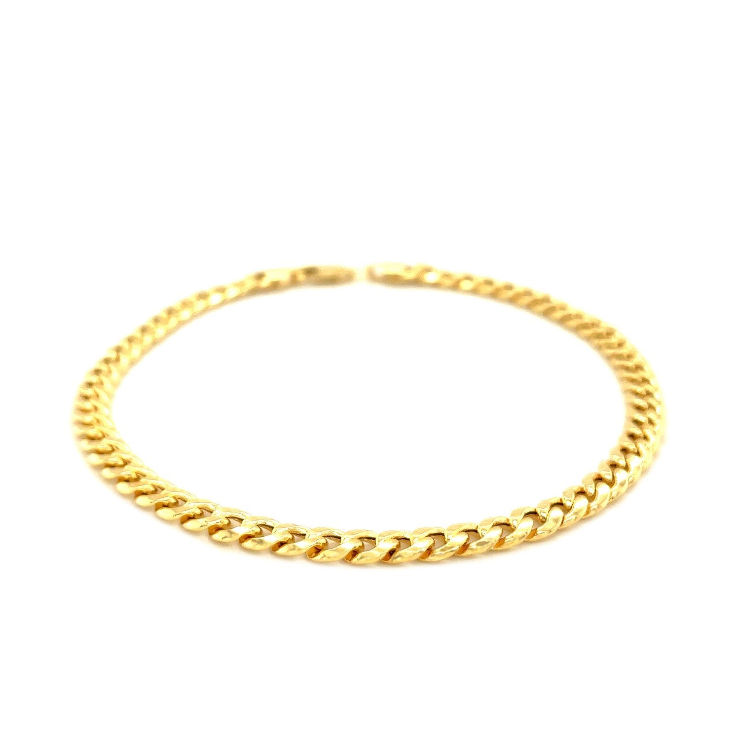10k yellow gold semi-solid Miami Cuban bracelet, 4.5mm wide, with a lobster clasp.