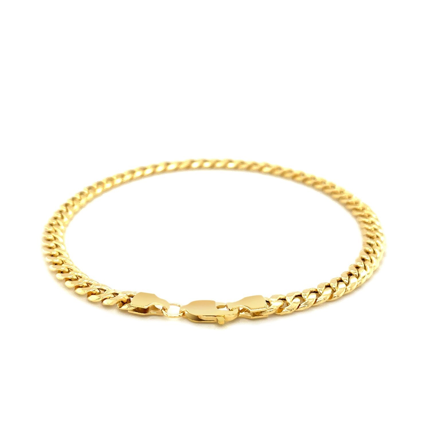 10k yellow gold semi-solid Miami Cuban bracelet, 4.5mm wide, with a lobster clasp.