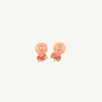 14k rose tone gold stud earrings with a classic spherical design and shiny polished finish.