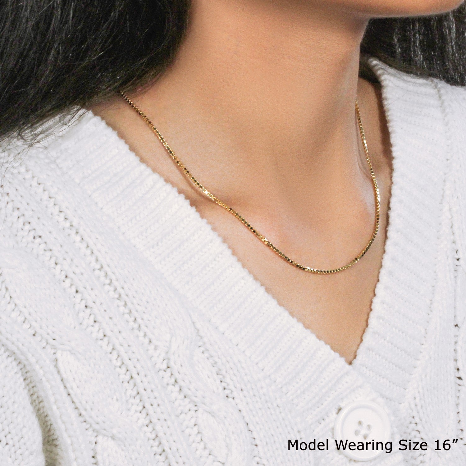 Classic 10K yellow gold box chain with a 1.4mm width, perfect for everyday elegance or layering.
