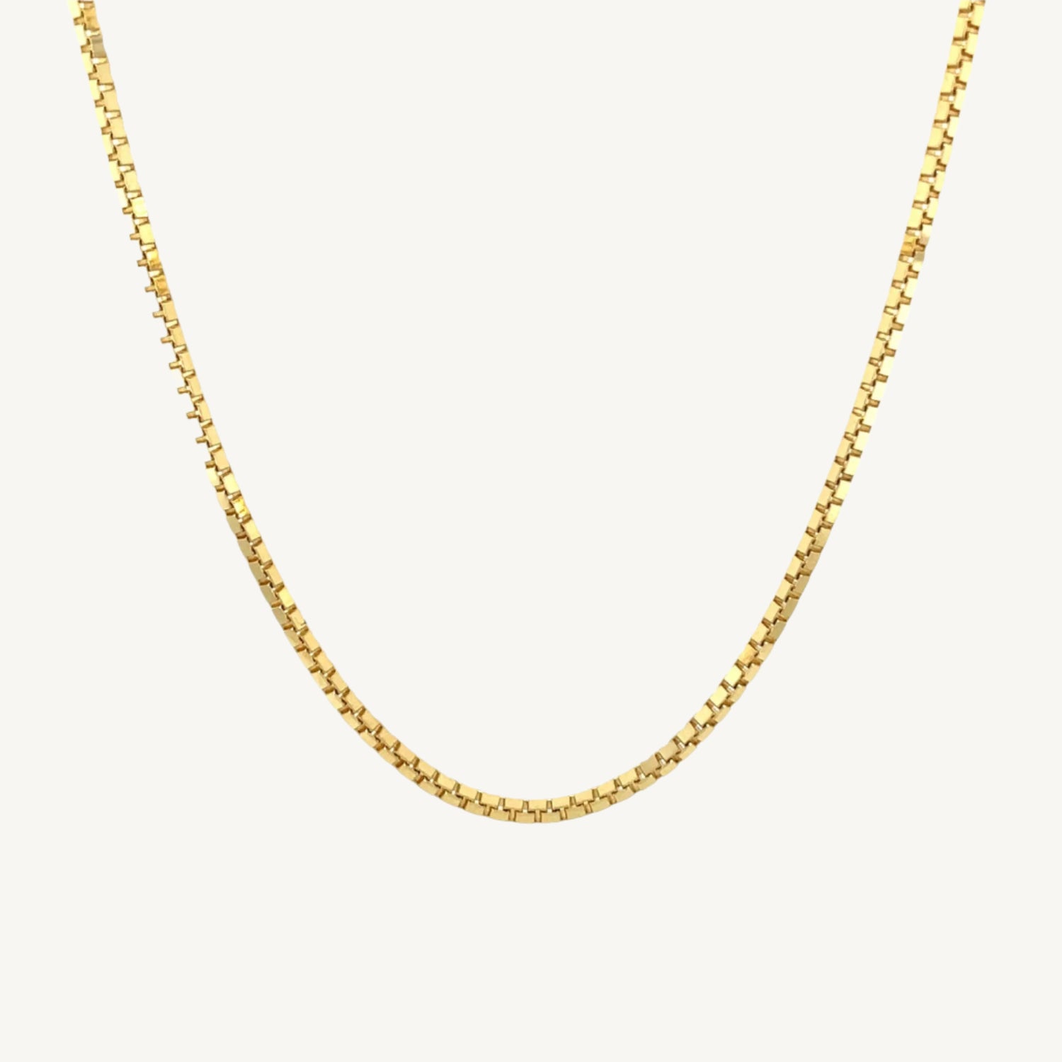 Classic 10K yellow gold box chain with a 1.4mm width, perfect for everyday elegance or layering.