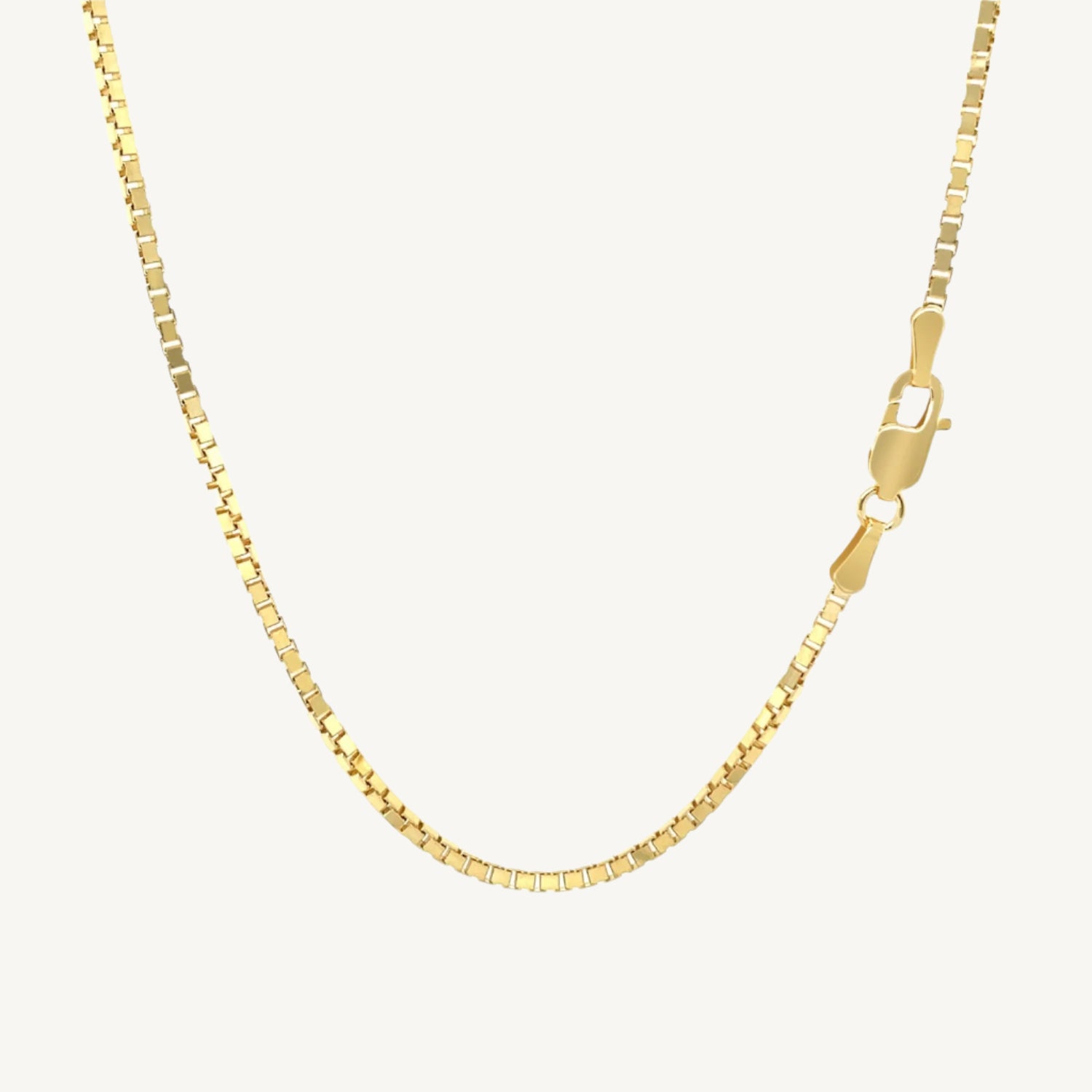 Classic 10K yellow gold box chain with a 1.4mm width, perfect for everyday elegance or layering.