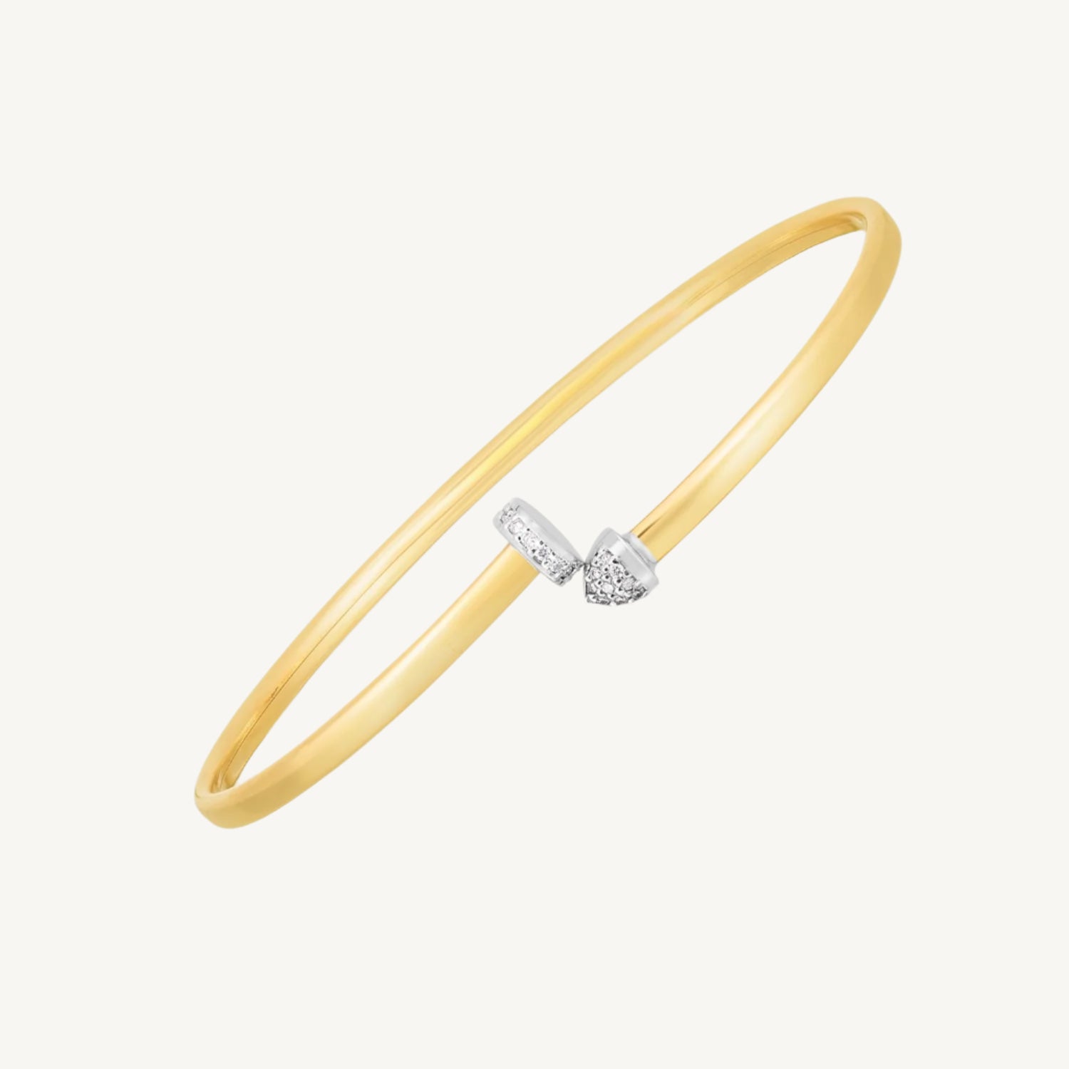 14k two-tone gold bangle with diamond-accented hardware design and 3.00 mm width.