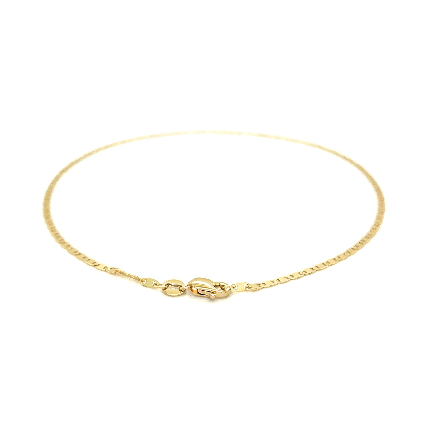 14k yellow gold mariner link anklet with 1.7mm width and delicate shine.