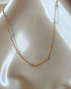 18 Karats Chrome Glass Crystals Chain Choker