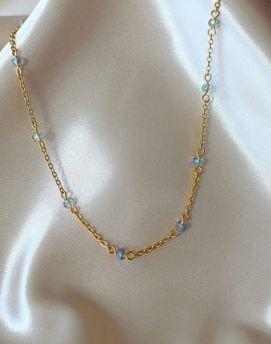 18 Karats Chrome Glass Crystals Chain Choker
