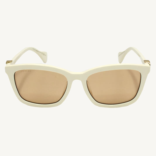 "Gucci GG1596SK-002 women's square sunglasses with ivory acetate frame and pink gradient lenses"