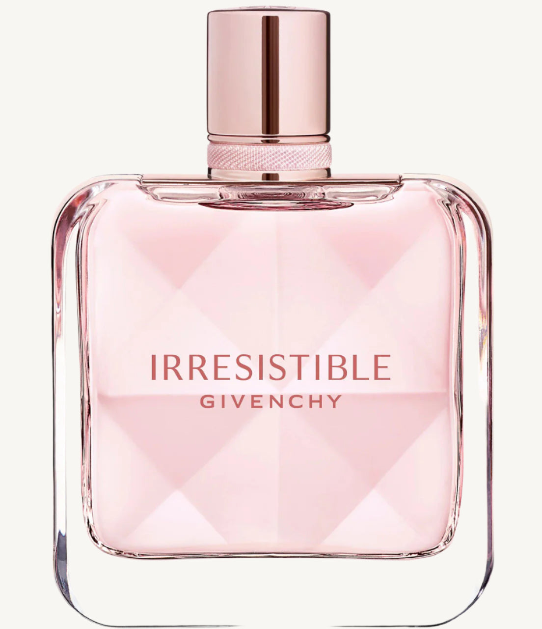 "Givenchy Irresistible 2.7 oz Eau de Toilette Spray – elegant blush pink bottle with a fresh and radiant floral-fruity scent, celebrating joyful femininity."