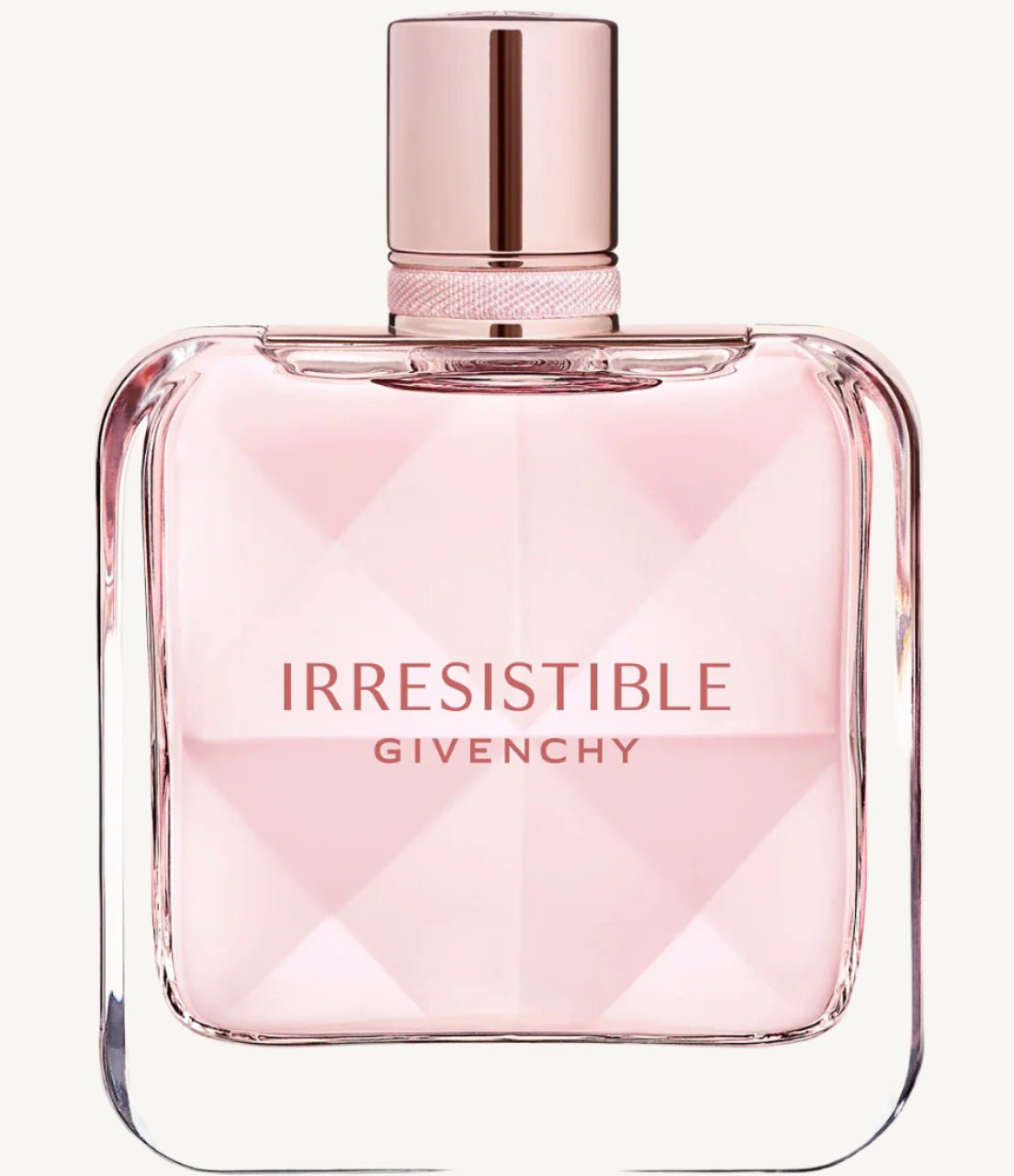 "Givenchy Irresistible 2.7 oz Eau de Toilette Spray – elegant blush pink bottle with a fresh and radiant floral-fruity scent, celebrating joyful femininity."