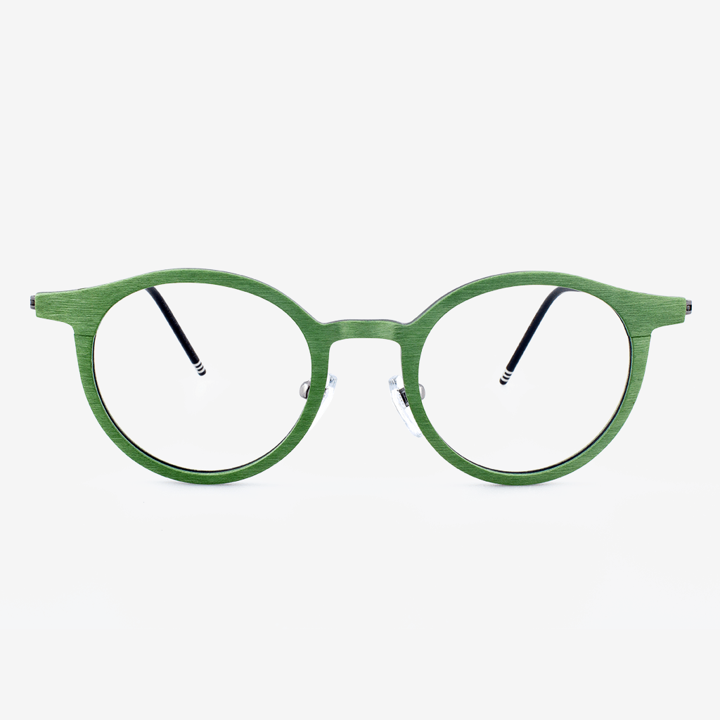 Highland titanium and wood eyeglasses — sleek, durable, and stylish, combining ultra-light titanium frames with natural wood accents for a modern and refined look.